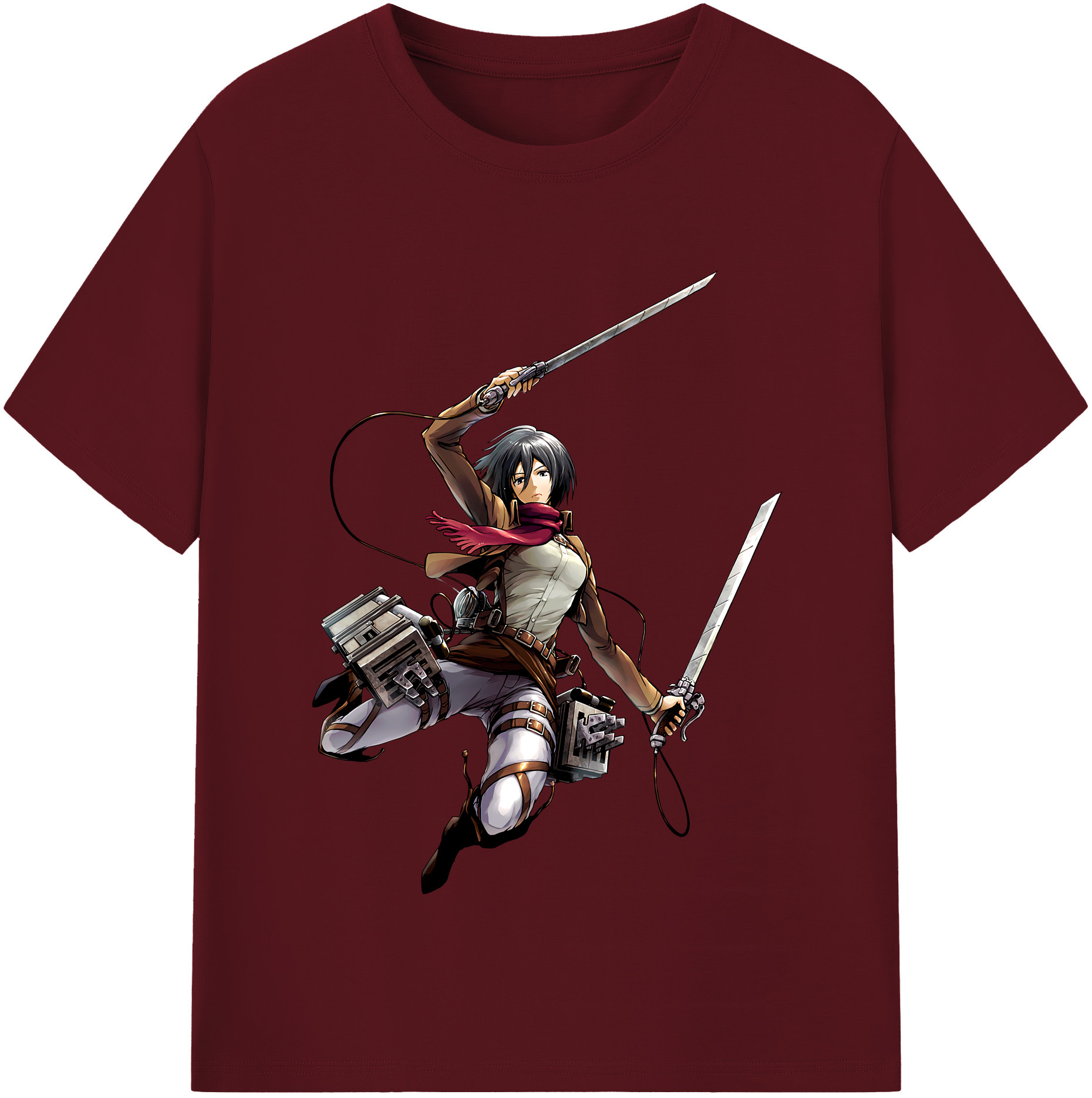 （画像用） 進撃の巨人 ミカサ·アッカーマン Attack on Titan Mikasa Ackerman 綿100％半袖Tシャツ（フロントプリント）